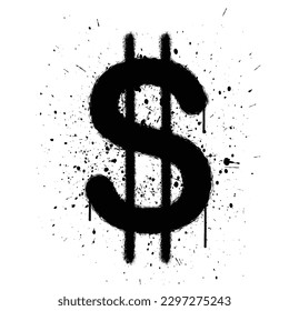 Dibujo vectorial de pintura de aerosol de vectores seña de dólar ilustración vectorial aislada