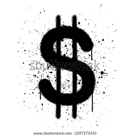 Vector graffiti spray paint dollar sign isolated vector illustration