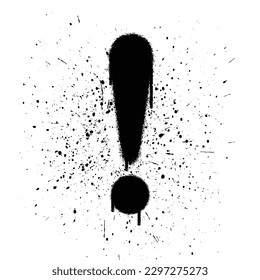 Vector graffiti spray paint exclamation mark symbol isolated vector illustration