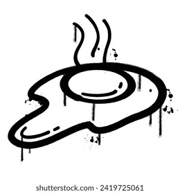 Vector graffiti spray paint fried egg isolated vector illustration