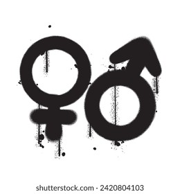 Vector graffiti spray paint gender sign isolated vector illustration