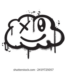 Pintura de pulverización de vectores nube feliz ilustración de vector aislado