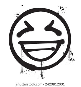 Vector graffiti spray paint happy smile emoticon isolated vector illustration