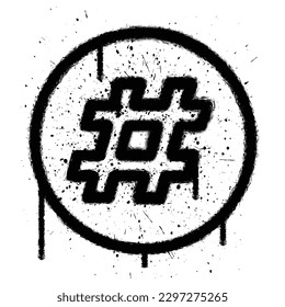 Vector graffiti spray paint hash tag symbol isolated vector illustration