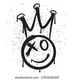 Vector graffiti spray paint king happy emoticon isolated vector illustration