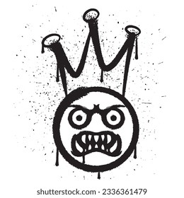 Vector graffiti spray paint king emoticon isolated vector illustration