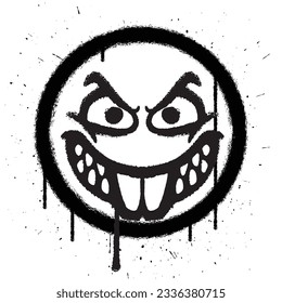 Graffiti vectorial pintura pintura risa cara emoticono en ilustración vectorial de fondo blanco