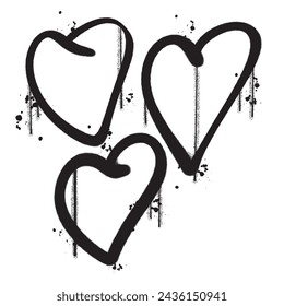 Vector graffiti spray paint love icon set isolated vector illustration