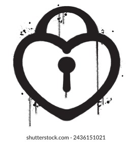 Vector graffiti spray paint love lock isolated vector illustration