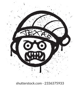 Vector graffiti spray paint man emoticon isolated vector illustration