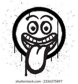 Vector graffiti spray paint mocking face emoticon on white background vector illustration