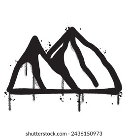 Vector graffiti spray paint mountain isolated vector illustration