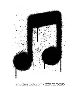 Vector graffiti spray paint music sign isolated vector illustration