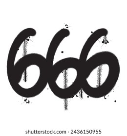 Vector graffiti spray paint number 666 isolated vector illustration