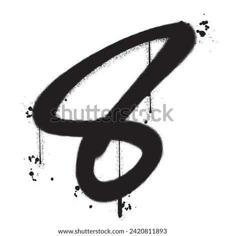 Vector graffiti spray paint number eight in isolated background