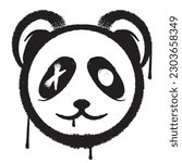 Vector graffiti spray paint panda character isolated vector illustration