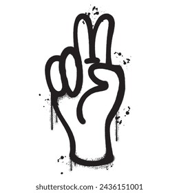 Vector graffiti spray paint peace hand isolated vector illustration