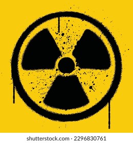 Vector graffiti spray paint radiation sign isolated vector illustration