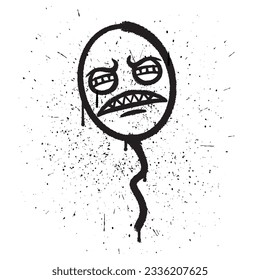 Vector graffiti spray paint sleepy balloon isolated vector illustration