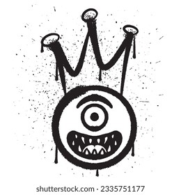 Grafiti vectorial pintura sonrisa ciclops kemoticona ilustración vectorial aislada