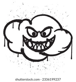 Vector graffiti spray paint smile fun cloud character isolated vector illustration