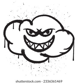 Vector graffiti spray paint smile cloud character isolated vector illustration