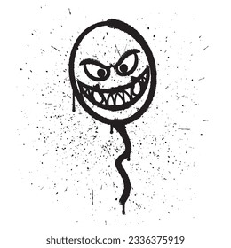 Vector graffiti spray paint smile fun balloon isolated vector illustration