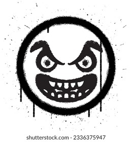 Vector graffiti spray paint smile face emoticon in vector illustration