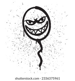 Vector graffiti spray paint smile balloon isolated vector illustration