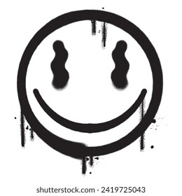 Vector graffiti spray paint smile emoticon isolated vector illustration