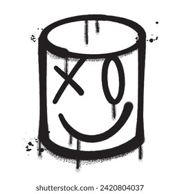 Vector graffiti spray paint smile tube emoticon isolated vector illustration