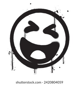 Vector graffiti spray paint smile emoticon isolated vector illustration