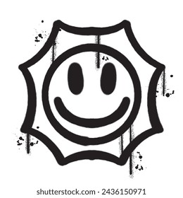 Vector graffiti spray paint smile sun isolated vector illustration
