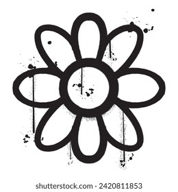 Vector graffiti spray paint sun flower isolated vector illustration