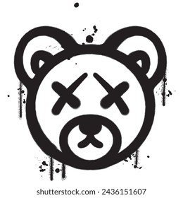 Vector graffiti spray paint teddy bear isolated vector illustration