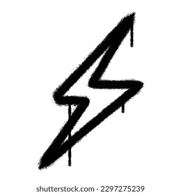 Vector graffiti spray paint thunder sign isolated vector illustration