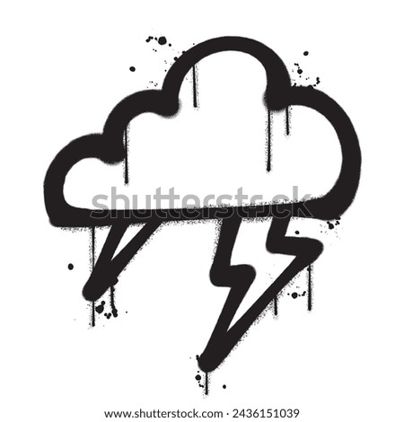 Vector graffiti spray paint thunder cloud isolated vector illustration