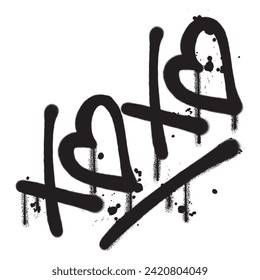 Vector graffiti spray paint word xoxo isolated vector illustration