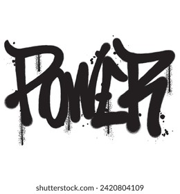 Vector graffiti spray paint word power isolated vector illustration