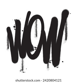 Vector graffiti spray paint word wow isolated vector illustration