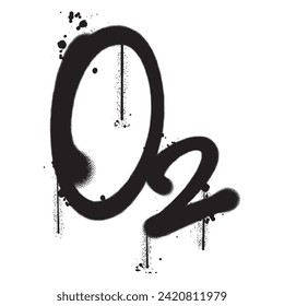 Vector graffiti spray paint word o2 isolated vector illustration