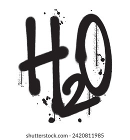 Dibujo vectorial de pintura con spray palabra h2o ilustración vectorial aislada