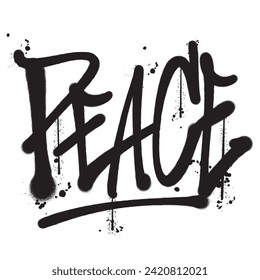 Vector graffiti spray paint word peace isolated vector illustration