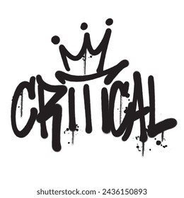 Ilustración aislada de vector de palabra crítica de pintura de graffiti vectorial