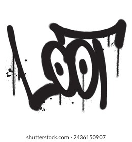 Vector graffiti spray paint word loot isolated vector illustration