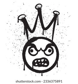 Pintura de pulverización de vectores pintura zombie cara king emoticono aislado vector ilustración