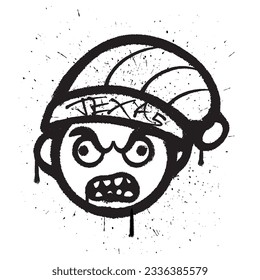 Vektor Graffiti Spray Zombie Gesicht Mann Emotica einzelne Vektorgrafik