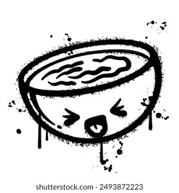 Vector graffiti spray ramen soup isolated on white background