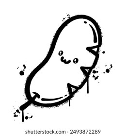 Vector graffiti spray sausage isolated on white background