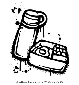 Vector graffiti spray school launch isolated on white background